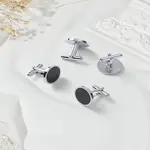 2 Pairs Iron Enamel Cufflinks for Men