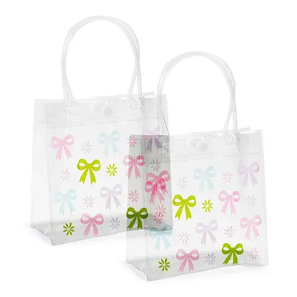 Rectangle Transparent Printed PVC Plastic Gift Tote Bags