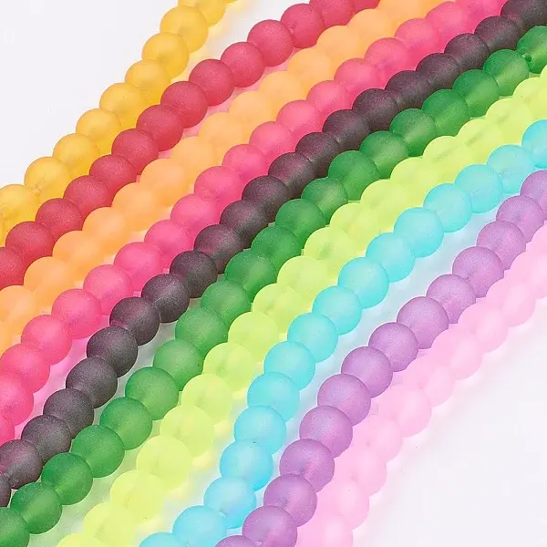 Baking Paint Frosted Glass Bead Strands