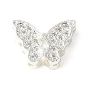 Brass Micro Pave Cubic Zirconia Beads