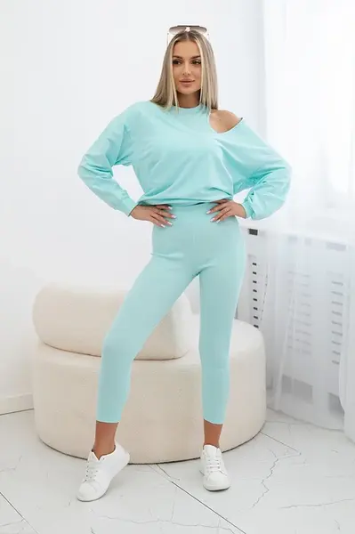 3dílný set mikina + top + legíny mint
