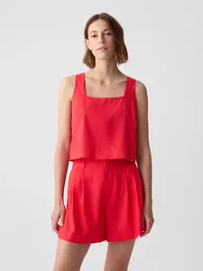 GAP Lněný crop top - Dámské