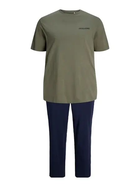 Jack & Jones Plus Dlhé pyžamo 'JACEVEREST'  námornícka modrá / olivová