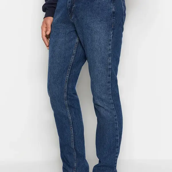 Trendyol tmavě modré rovné džíny Denim kalhoty