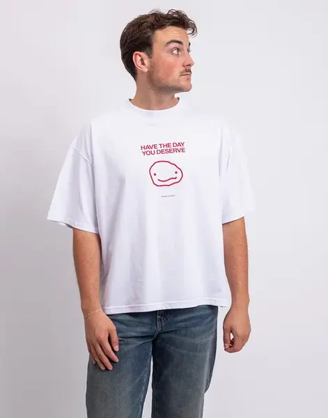 Tričko Monkey Studios Tričko Have The Day You Deserve? white/red