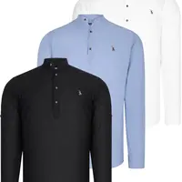 SET OF THREE G783 DEWBERRY JUDGE COLLAR SHIRT-BLACK-WHITE-BLUE