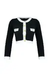 Trendyol Black Super Crop Péřový úplet Cardigan