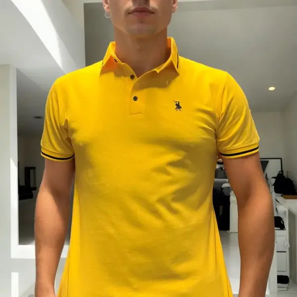 T8586 DEWBERRY MEN'S POLO NECK T-SHIRT-PLAIN YELLOW