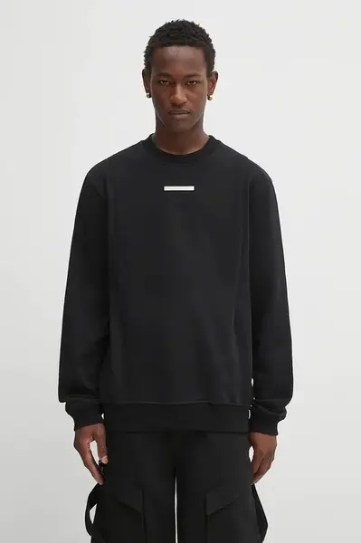 Bavlněná mikina Heliot Emil pánská, černá barva, hladká, PREAW25_M_08_078_BLK01