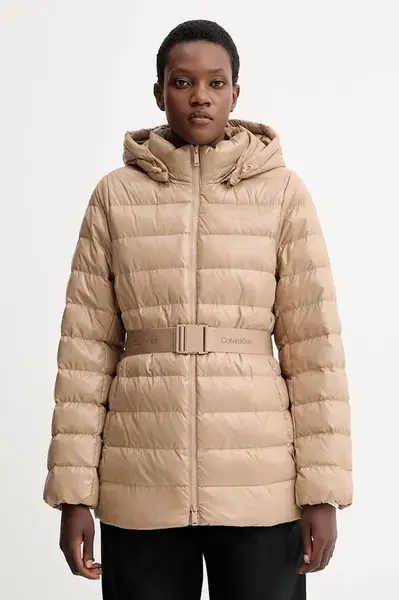 Bunda Calvin Klein béžová barva, zimní, LV044D542G