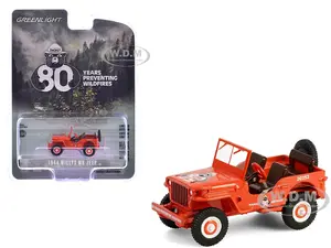 1944 Willys MB Jeep Red "Smokey Bear 80th Anniversary" "Anniversary Collection" Series 17 1/64 Diecast Model Car by Greenlight