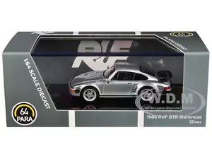 1986 RUF BTR Slantnose Silver Metallic 1/64 Diecast Model Car by Paragon Models