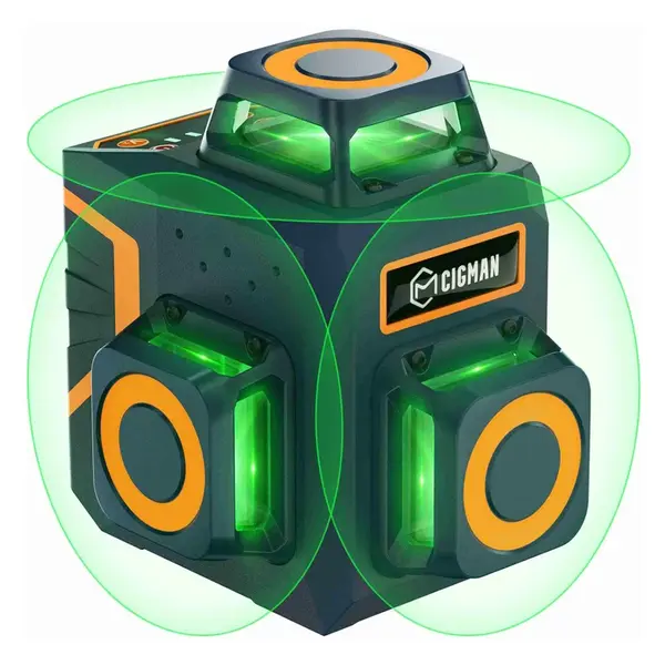 CIGMAN CM-701SE 3x360° 12-Line Self-Leveling Laser Level - 50m Working Distance IP54 Waterproof & Dustproof Remote-Controlled