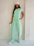 Resti Women's Ariadne Mint Set made of elastic cotton - mint, short sleeves, long trousers