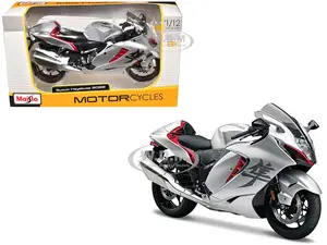 2022 Suzuki Hayabusa Silver Metallic 1/12 Diecast Motorcycle Model by Maisto