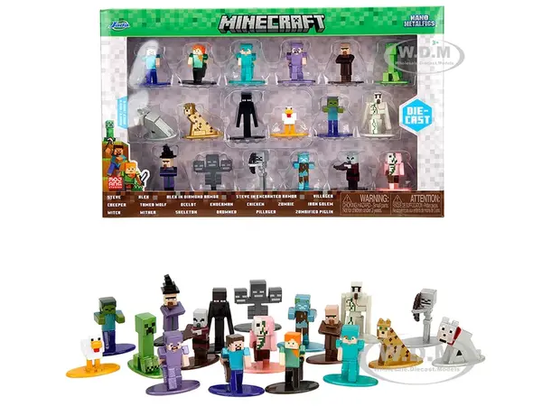 "Minecraft" Set of 18 Diecast Figures "Nano Metalfigs" Series Diecast Models by Jada