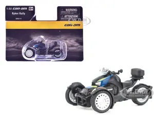 Can-Am Ryker Rally 3-Wheel Motorcycle Galactic Blue and Black 1/32 Diecast Model by BRP Models