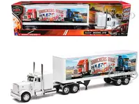 Peterbilt 379 Truck White with Dry Van Trailer "Truckers Rule America" "Long Haul Truckers" Series 1/32 Diecast Model by New Ray