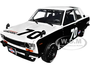1970 Datsun 510 70 Black and White "Wilwood Racing" Limited Edition to 6000 pieces Worldwide 1/24 Diecast Model Car by M2 Machines