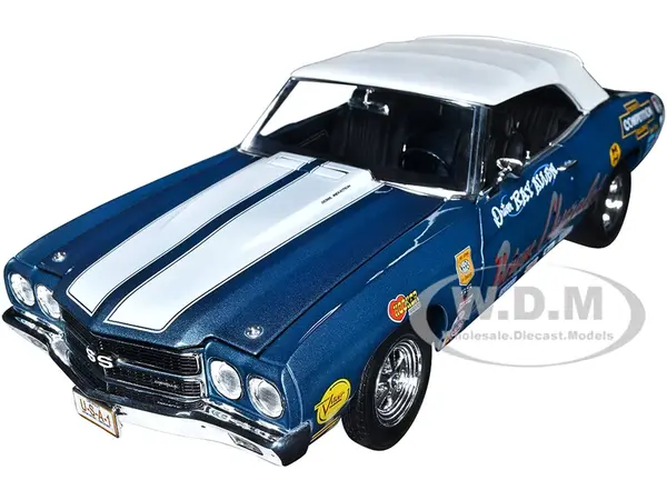 1970 Chevrolet Chevelle Convertible Blue Metallic with White Stripes "Briggs Chevrolet" Drag Car Limited Edition to 774 pieces Worldwide 1/18 Diecast
