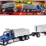 Freightliner 114SD Dump Truck with Twin Dump Body Blue "Long Haul Trucker" Series 1/32 Diecast Model by New Ray