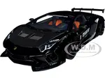 Lamborghini Aventador Liberty Walk LB-Works Livery Black with Carbon Hood Limited Edition 1/18 Model Car by Autoart
