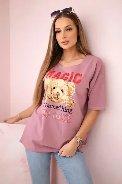 Blouse with Magic print dark pink