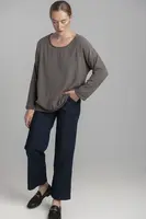 Khaki women's blouse with linen blend