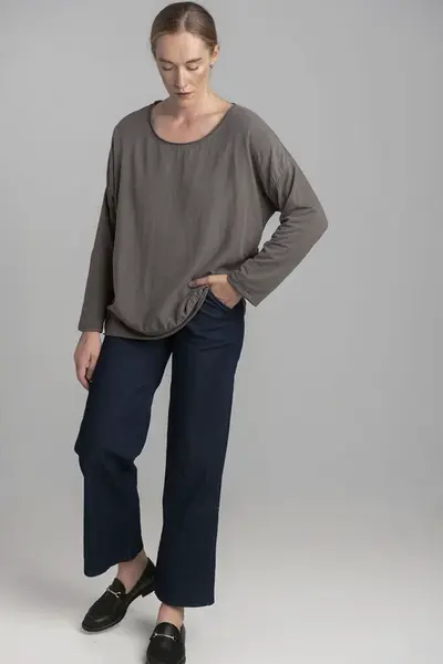 Khaki women's blouse with linen blend