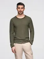 Ombre Men's knitted sweater with structured dots - olive