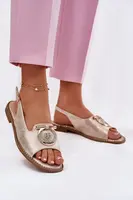 S. BARSKI Elegantné Sandále S Dekoráciou Na Plochosť Veľký S.Barski