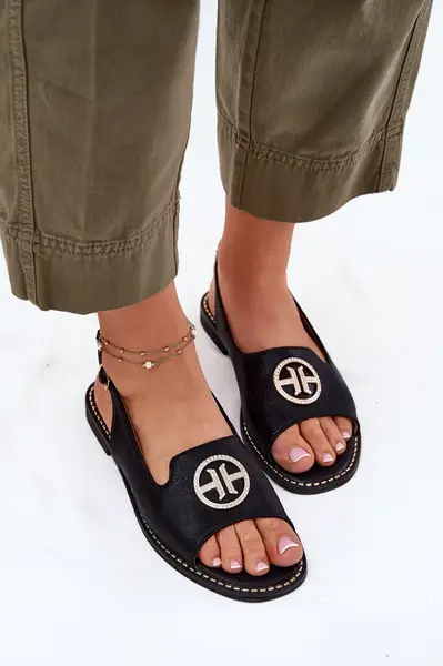 S. BARSKI Dámske Sandále Na Plochos Podpätku S Ozdobou S.Barski