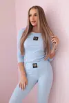 Ribbed blouse + leggings blue set