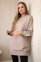 Insulated sweatshirt with California inscription dark beige