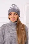 Kesi Dámska čiapka s pomponom Abigail K326 šedá+biela