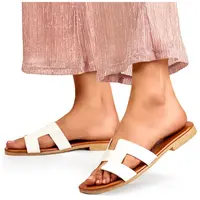 primohurt Kožené biele dámske klasické biele žabky kožené