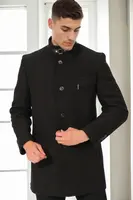 PLT8367 DEWBERRY MEN'S COAT-PLAIN BLACK-2