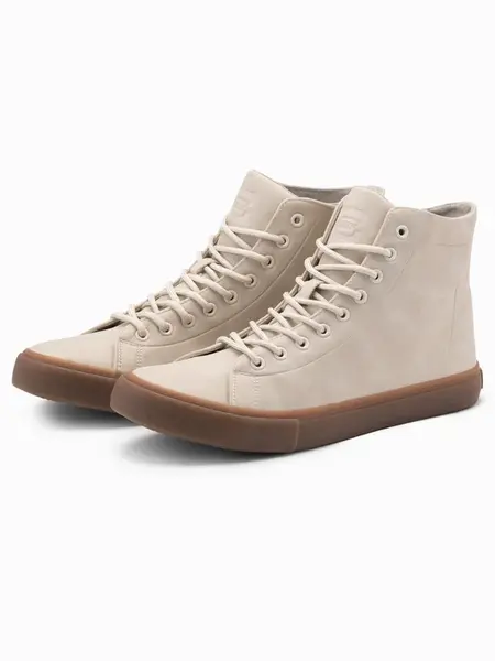 Ombre Men's ankle sneakers with rubber sole - cream