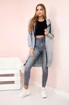 Kesi Dámska dlhšia mikina s kapucňou a zipsom sivý