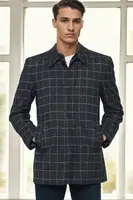 PLT9206 DEWBERRY MEN'S COAT-PATTERNED NAVY BLUE