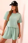 Kesi Włoski Dámska bavlnená súprava so širokými šortkami tmavá mäta