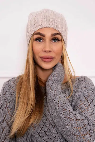 Kesi Čapica s fleece Paryż K213 svetlo béžová