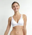 DIM TRIANGLE SOFT PADDED BRA - Dámska čipková vystužená podprsenka bez kostíc - biela