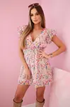 Floral dress with frills powder pink