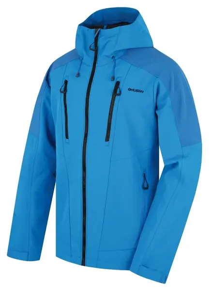Husky Sevan M XL, neon blue Pánská softshell bunda