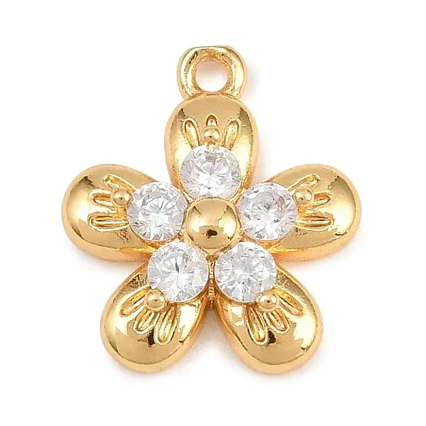 Brass Micro Pave Clear Cubic Zirconia Charms