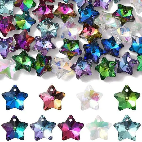 40Pcs 9 Colors Electroplate Glass Charms