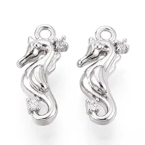 Brass Micro Pave Clear Cubic Zirconia Charms