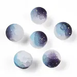 Frosted Baking Painted Crackle Glass Beads with Glitter Powder