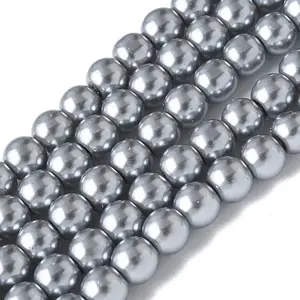 Baking Paint Pearlized Glass Pearl Round Bead Strands